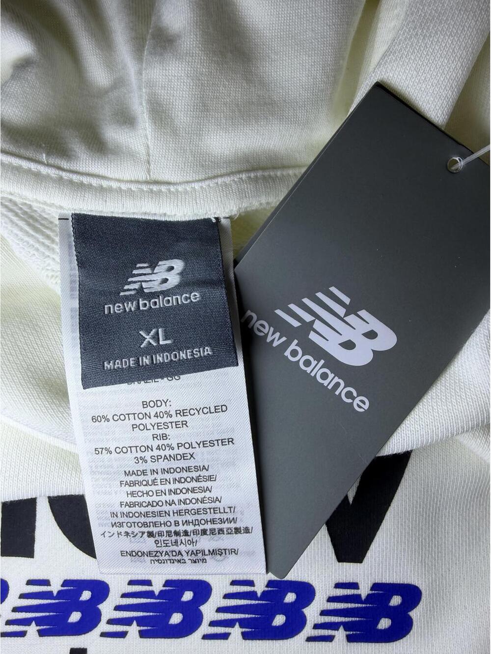 New Balance White Recycled Polyester Hoodie Streetwear XL - Picture 4 of 7